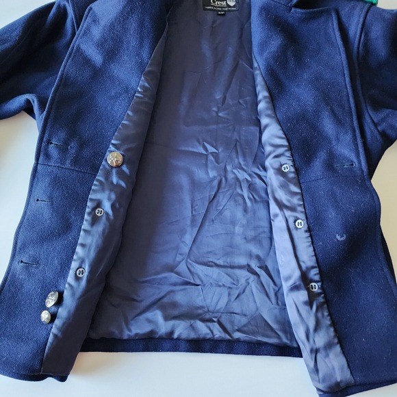 Vtg Wool Jacket Womens 9 10 Pea Coat Navy Kelly Green‎ Double Breasted 80s Y2K - Picture 9 of 16